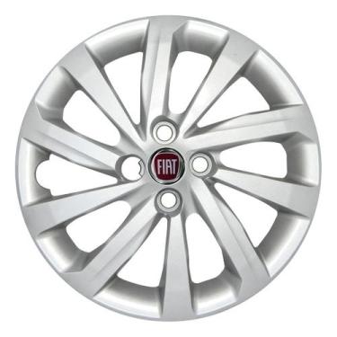 Imagem de Calota Aro 15 Fiat Strada 2021 2022 2023 Prata + Emblema - GFM, EMBLEM