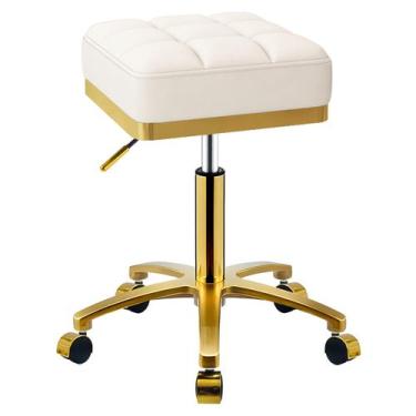 Imagem de Banqueta rolante CQAEBK Assento ajustável de 33 cm banhado a ouro