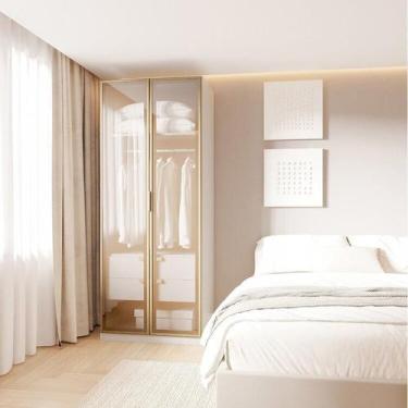 Imagem de Guarda-Roupa Modular 80cm com Portas Reflecta e Gaveteiro Jade CabeCas