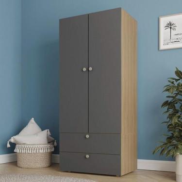 Imagem de Guarda-Roupa 2 Módulos 2 Portas 3 Prateleiras 2 Gavetas Frame CabeCasa