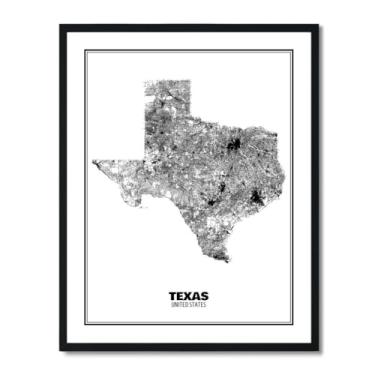 Imagem de Susie Arts Pôster de impressão de arte de mapa de rua abstrato do estado do Texas 28 x 35,5 cm, decoração de parede, escritório, escola, sds041