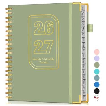 Imagem de Agenda semanal e mensal de 18 meses 2026-2027, janeiro de 2026 a junho de 2027, agenda diária A4 de 21,6 cm x 28 cm, agenda semanal e mensal com aba, agenda em espiral para trabalho, escola, casa