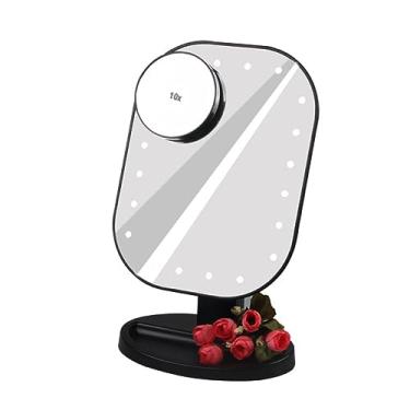 Imagem de TLTDSMY Espelho de maquiagem com bandeja de armazenamento espelho de luz de vaidade espelho de maquiagem espelho de maquiagem com cabo USB espelhos de maquiagem luzes portáteis espelho de maquiagem