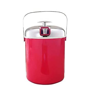 Imagem de Balde de gelo de 1,3 L, balde de gelo de parede dupla de aço inoxidável isolado doméstico com tampa, vermelho