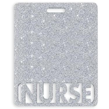Imagem de Emblema estendido de enfermeira amigo horizontal fofo crachá amigos para enfermeiras colorido e glitter acrílico etiqueta de enfermeira tamanho perfeito para identificação de enfermagem estendida
