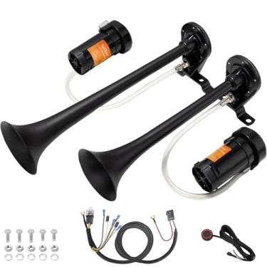 Imagem de BANHAO Buzina de carro 12 V buzinas de ar para caminhão 178 dB universal super alto trompetes duplos com kit de buzina de ar de compressor para qualquer veículo de 12 V, caminhonete SUV, barco