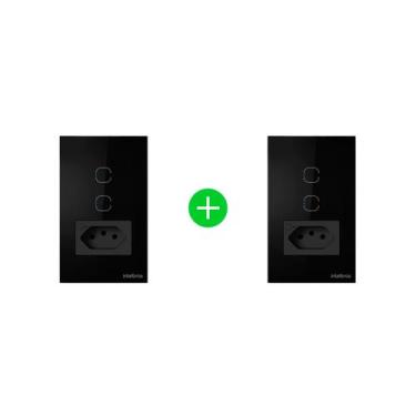 Imagem de Kit Tomada com Interruptores ETS 2002 Preto Intelbras - 2 unidades