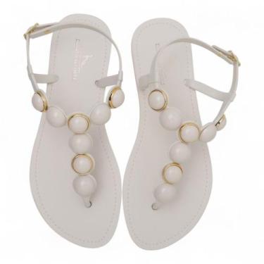 Imagem de Sandália Flat Sapato da Corte Pedra Leitosa, S branco, 37