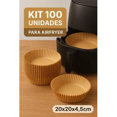 Imagem de Kit 100 Formas Papel P/ Airfryer Forro Antiaderente Redondo - Casita