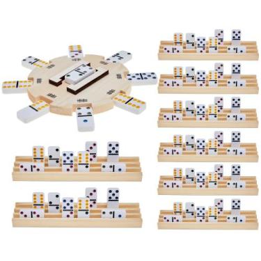 Imagem de Centro de trem mexicano Domino com 8 prateleiras de dominó de madeira 