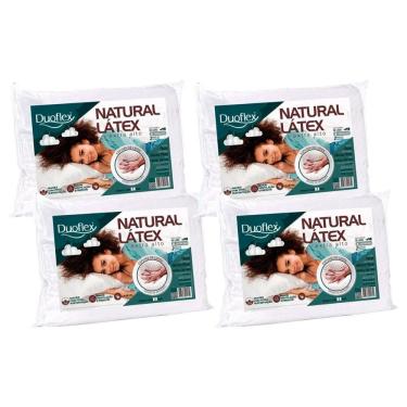 Imagem de Travesseiro Látex Natural Alto LN1101 Lavável c/ Capa de Algodão 200 fios Kit c/ 4 Un 50x70 - Duoflex