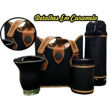 Imagem de Kit Chimarrão Completo 5 peças Bolsa Mate - TOP BOLSAS, PRETO COM CARA