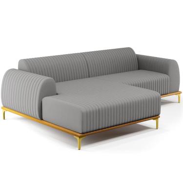 Imagem de Sofá 4 Lugares com Chaise Esquerdo Sala Estar Molino 265cm D02 Linho Cinza Escuro C-416 - Lyam Decor