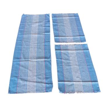 Imagem de Kit 3 Tapete Passadeira De Cozinha Com 3 Peças Listrado Liso Vários Cores 100% Algodão Cor:azul Claro
