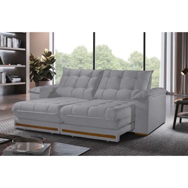 Imagem de Sofá Retrátil Barcelona 2,90m 5 Lugares Molas Ensacadas Txr Prata