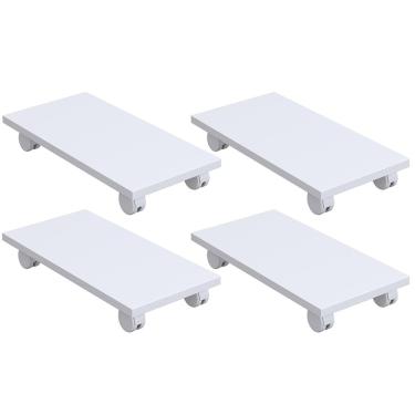 Imagem de Kit 04 Suportes Para Cpu Com Rodízios Cyber L03 Branco - Lyam Decor