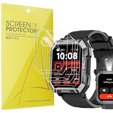 Imagem de Compatível com protetor de tela de relógio inteligente militar Blackview, [pacote com 6] Película transparente de TPU de cobertura total Lamshaw compatível com Blackview W60 5.1 cm, relógio
