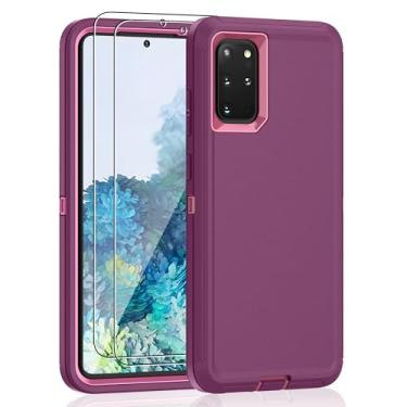 Imagem de Jshru Capa para Samsung Galaxy S23 com [2 unidades] protetor de tela HD, [grau militar] à prova de choque à prova de poeira/queda, 3 camadas, capa resistente para Galaxy S23 5G, roxa