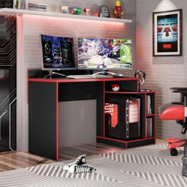 Imagem de Mesa gamer preto fosco liso /vermelho albatroz
