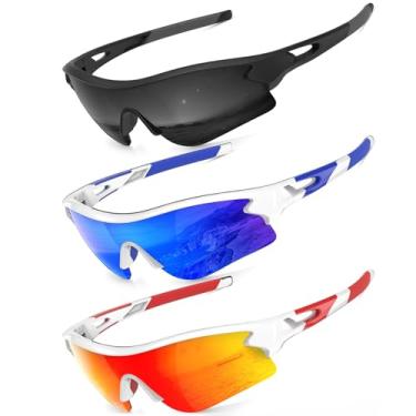 Imagem de Óculos de sol esportivos masculinos e femininos com lentes polarizadas para ciclismo, pesca, pacote com 3, Cinza/G15/Marrom