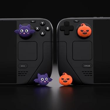 Imagem de Cute Thumb Grip Caps for Steam Deck LCD & OLED, Halloween, Pumpkin Bat