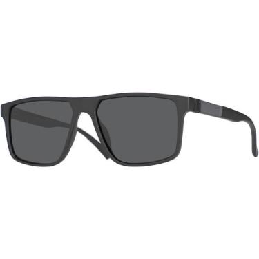 Imagem de Óculos de Sol Masculino Polarizado UV400 Para Rosto Grande Preto Fosco