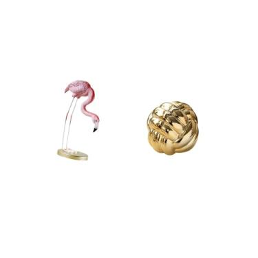 Imagem de Fenteer Escultura de Resina de Flamingo com Nó, Estatueta de Pássaro de Arte Moderna, Enfeite de Bola de Fio de Cerâmica, Decoração para Casa, Jardim, Lareira