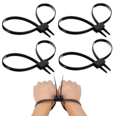 Imagem de Algemas Braçadeira Dupla Kit 4 Uni Cabo Flexivel Descartavel Policia S