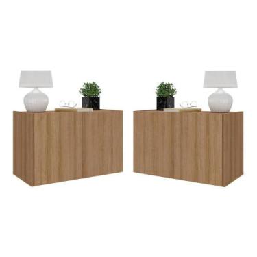 Imagem de Kit 2 Mesas De Cabeceira Suspensas 2 Portas Multimóveis Mp4137 Rustic 