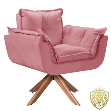 Imagem de Poltrona Opalla Giratória Madeira Suede D Salla Rosa