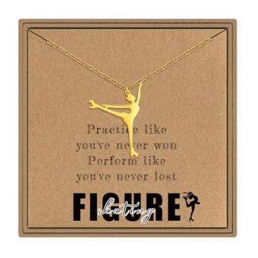 Imagem de ARHTF Colar feminino de patinação artística com tema de patinação no gelo, lembrancinhas de festa, acessórios de patinação no gelo, adjustable, Aço inoxidável, Sem Pedra Preciosa