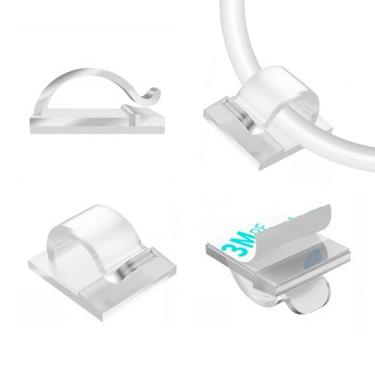 Imagem de LinkDocs 30 peças de clipes de fio adesivos transparentes, grampos de cabo para gerenciamento de cabos externos, organizador de fios, suporte para embaixo da mesa, carro, parede, TV PC Ethernet