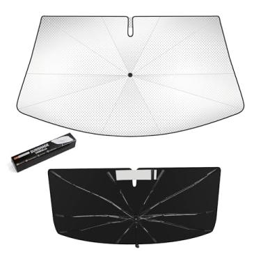 Imagem de Veenjoy Guarda-sol de para-brisa para Dodge RAM 1500 2019-2025, bloqueio de calor mantém o carro fresco, proteção UV Para-brisa, escudo de chuva de emergência e protetor de painel - Prata ICY