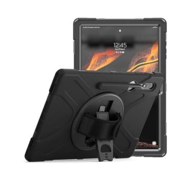 Imagem de Capa Skudo Strap360 Para SAMSUNG GALAXY TAB S8 ULTRA / S9 ULTRA / S10 ULTRA (Tela 14.6) - Protetora para Tablet com Alça Giratória 360°, Suporte de Mão e Alça de Ombro, Proteção Resistente, Preta