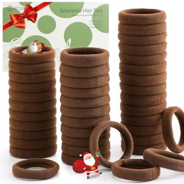 Imagem de 100 peças de laços de cabelo grossos sem costura, suportes de rabo de cavalo, acessórios de cabelo sem danos para cabelos grossos (cores marrom escuro)