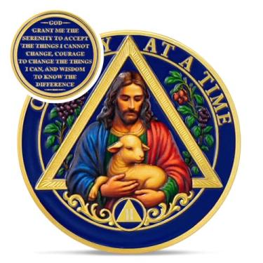 Imagem de Good Shepherd Blessing 2 Year Sobriety Coin - One Day at A Time Religious AA Coins - Addiction Recovery Christian AA Chips and Medallions - God Serenity Prayer Alcoólicos Anônimos Presentes de