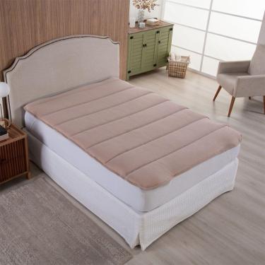 Imagem de Protetor Colchão Pillow Top Casal King Malha 100% Algodão Toque Aveludado - Bege