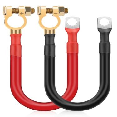 Imagem de Linkstyle 2 cabos de bateria 2AWG 12 polegadas com terminais de 3/20.3 cm terminais e braçadeiras de conectores, conjunto de fios inversores de bateria de 30 cm, para painéis solares marinhos carro
