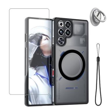 Imagem de YAJOJO Capa magnética para ZTE Nubia RedMagic 11 Pro+/RedMagic 11 Pro com 1 pacote de protetor de tela, capas protetoras elegantes para celular com cordão e fivela de anel, antiarranhões