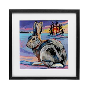 Imagem de Stupell Industries Impressão emoldurada em preto Coelho Goliath Runaway sob vidro, design de Adam Swanson, 40,6 x 40,6 cm