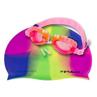 Imagem de Kit Óculos + Touca + Protetor de Ouvido de Natação Infantil Poker Cartoons