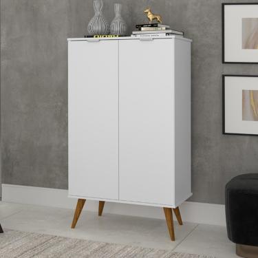 Imagem de Sapateira Lisboa Multiuso Sofisticado Com Pés Retro Em Madeira - Branco Rede Móveis