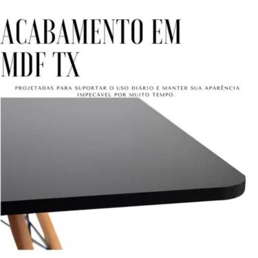 Imagem de Mesa Elegante Eiffel Eames Preta Quadrada 90cm Com 04 Cadeiras Eiffel Preto