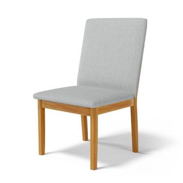 Imagem de Cadeira Daniela Madeira Maciça Estofada Para Mesa De Jantar Linho Cinza 407