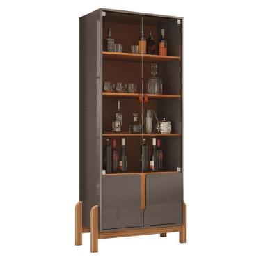 Imagem de Cristaleira Lizz 4 Portas Cinza Pérola-cedro - Casa D Cinza Pérola-cedro