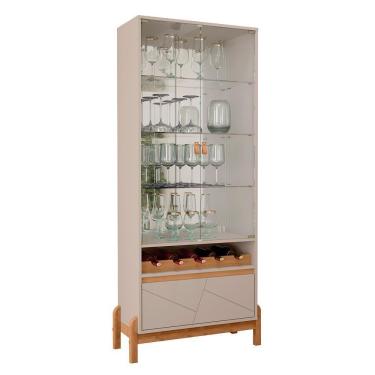 Imagem de Cristaleira Bari 2 Portas E 1 Gaveta Com Adega Off White-cedro - Casa D Off White-cedro