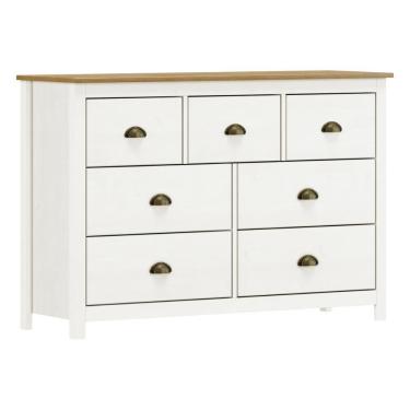 Imagem de Cômoda 7 Gavetas Em Madeira Linha Topázio - Branco/freijó