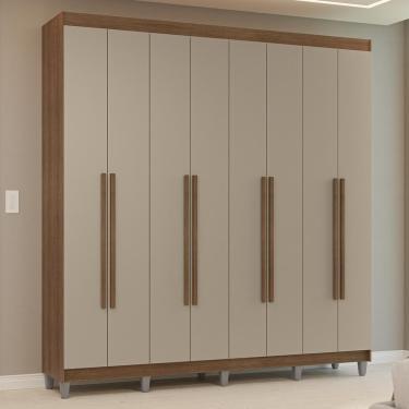 Imagem de Guarda-roupa Casal Com Pés 8 Portas Batentes Rustic-crema-rustic Venus Madesa