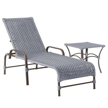 Imagem de Espreguiçadeira Catar Mesa Corda Náutica Piscina Trama Prata