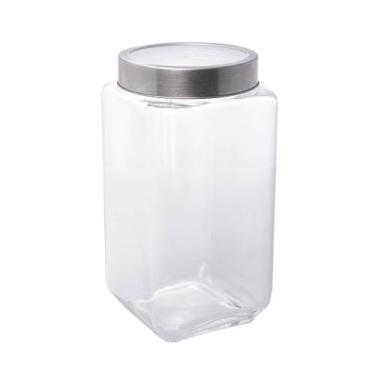 Imagem de Pote de vidro com tampa de metal e acrilico gastro prateada 2,2l - LYO